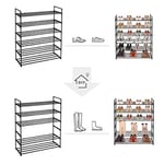 SONGMICS 3 Katlı Ayakkabı Rafı, Ayakkabı Saklama Düzenleyici, 2'li Set, Metal Saklama Rafı, 30 x 92 x 54 cm, Siyah Lsa06Bk