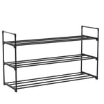 SONGMICS 3 Katlı Ayakkabı Rafı, Ayakkabı Saklama Düzenleyici, 2'li Set, Metal Saklama Rafı, 30 x 92 x 54 cm, Siyah Lsa06Bk