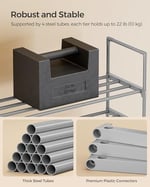 SONGMICS 3 Katmanlı Ayakkabı Rafı, Ayakkabı Saklama Düzenleyici, Metal Saklama Rafı, 12 İle 15 Çift Ayakkabıya Uygun, 30,5 x 92 x 55 cm, Gri Lsa303G01