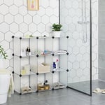 SONGMICS 9 Bölmeli Raf Sistemi, Ayakkabı Rafı, Banyo Rafı, Giysi Dolabı, Oyuncak Dolabı, 93 x 31 x 123 cm, Beyaz Lpc115S