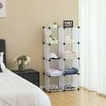 SONGMICS 9 Bölmeli Raf Sistemi, Ayakkabı Rafı, Banyo Rafı, Giysi Dolabı, Oyuncak Dolabı, 93 x 31 x 123 cm, Beyaz Lpc115S