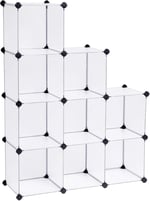 SONGMICS 9 Bölmeli Raf Sistemi, Ayakkabı Rafı, Banyo Rafı, Giysi Dolabı, Oyuncak Dolabı, 93 x 31 x 123 cm, Beyaz Lpc115S