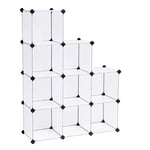 SONGMICS 9 Bölmeli Raf Sistemi, Ayakkabı Rafı, Banyo Rafı, Giysi Dolabı, Oyuncak Dolabı, 93 x 31 x 123 cm, Beyaz Lpc115S