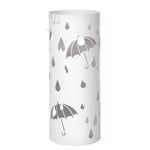 SONGMICS LUC23W Şemsiye standı, metal yuvarlak şemsiye ayağı, su toplama kasesi çıkarılabilir, kancalı, 49 x Ø 19,5 cm, beyaz