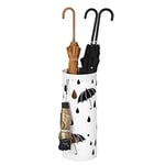 SONGMICS LUC23W Şemsiye standı, metal yuvarlak şemsiye ayağı, su toplama kasesi çıkarılabilir, kancalı, 49 x Ø 19,5 cm, beyaz