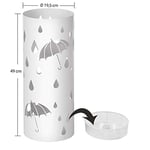 SONGMICS LUC23W Şemsiye standı, metal yuvarlak şemsiye ayağı, su toplama kasesi çıkarılabilir, kancalı, 49 x Ø 19,5 cm, beyaz