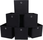 SONGMICS RFB02H-3 Saklama kutusu, 6 adet, katlanır kutu, parmak delikli, 30 x 30 x 30 cm, siyah