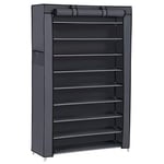 SONGMICS Toz Geçirmez Örtülü 10 Katlı Ayakkabı Rafı, 88x28x160 CM, Gri, RXJ36G