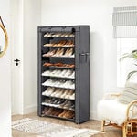 SONGMICS Toz Geçirmez Örtülü 10 Katlı Ayakkabı Rafı, 88x28x160 CM, Gri, RXJ36G