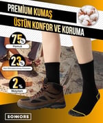SONNORS 3 Çift Erkek Çorap - Uzun Havlu Kışlık Outdoor Kamp Kar Çorabı Kadın - Pamuklu Yastıklı Nefes Alabilen Kalın Çorap - Siyah