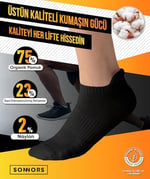 SONNORS 4 Çift Kadın Erkek Kısa Spor Çorabı - Bambu Hafif Nefes Alabilir Düşük Kesim Yastıklı Atletik Uniseks Koşu Çorap (Siyah ve Beyaz)