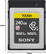Sony CEB-G240T Compact Flash Express Tough hafıza kartı, 240 GB, 1750 MB/sn yazma, RAW kayıtlar ve yüksek bit hızına sahip 4K videolar için mük - Seçenekler: CF Tip A, CF Tip B, 240 GB, 480 GB, 960 GB