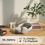 Sony WH-CH520 Kablosuz Bluetooth Kulaklık - Hızlı Şarj Fonksiyonlu 50 Saate Kadar Pil Ömrü, Kulak Üstü Modeli - Beyaz - Seçenekler: Tek kişilik, Modern, Çağdaş