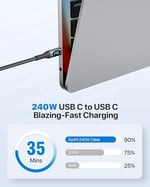 SOOPII LED Ekranlı USB4 Kablosu, 8K Video, Max 40Gbps Veri Aktarımı, 240W USB C - USB C Şarj Kablosu, lPhone 16, MacBook, Thunderbolt 3, Monitör, Yerleştirme İstasyonları (3.3 ft) ile uyumlu