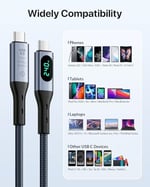 SOOPII LED Ekranlı USB4 Kablosu, 8K Video, Max 40Gbps Veri Aktarımı, 240W USB C - USB C Şarj Kablosu, lPhone 16, MacBook, Thunderbolt 3, Monitör, Yerleştirme İstasyonları (3.3 ft) ile uyumlu