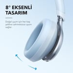 Soundcore Space One Kulak Üstü Bluetooth Kulaklık, Uyarlanabilir Aktif Gürültü Engelleme, 40 Saat Pil Ömrü, Yüksek Çözünürlüklü Ses, Hafif Tasarım, Mavi - A3035