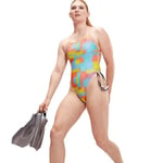 Speedo Allover Digital V-Back Kadın Renkli Mayo
