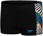 Speedo Erkek Çocuk Şort Mayosu, Digi Alov Panelli, Siyah/Kırmızı, 11-12 Yaş
