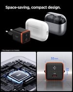 Spigen 30W USB-C Ultra Mini Hızlı Şarj Aleti PPS Desteği/Isı Düşürücü GaN Destekli Akım Korumalı Güç Adaptörü iPhone & Android & iPad & MacBook Type-C Black- ACH08448
