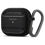 Spigen AirPods 3 ile Uyumlu Kılıf Rugged Armor Üst Düzey Koruma Siyah Karbon Kapak - ASD01978 (Spigen TR Garantili)
