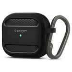 Spigen AirPods 3 ile Uyumlu Kılıf Rugged Armor Üst Düzey Koruma Siyah Karbon Kapak - ASD01978 (Spigen TR Garantili)