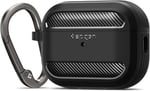 Spigen AirPods Pro 2 ile Uyumlu Kılıf Rugged Armor Üst Düzey Koruma Siyah Karbon Kapak - ACS05482 (Spigen TR Garantili)