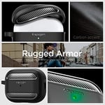 Spigen AirPods Pro 2 ile Uyumlu Kılıf Rugged Armor Üst Düzey Koruma Siyah Karbon Kapak - ACS05482 (Spigen TR Garantili)