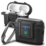 Spigen AirPods Pro 2 ile Uyumlu Kılıf Lock Fit Kilit Mekanizmalı Siyah Kapak - ACS05485 (Spigen TR Garantili) | Güvenli Kilitleme Klipsi, Çift Katmanlı Koruma, Dahil Karabina, Kablosuz Şarj Uyumlu - M