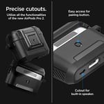 Spigen AirPods Pro 2 ile Uyumlu Kılıf Lock Fit Kilit Mekanizmalı Siyah Kapak - ACS05485 (Spigen TR Garantili) | Güvenli Kilitleme Klipsi, Çift Katmanlı Koruma, Dahil Karabina, Kablosuz Şarj Uyumlu - M