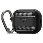 Spigen AirPods Pro 2 ile Uyumlu Kılıf Rugged Armor Üst Düzey Koruma Siyah Karbon Kapak - ACS05482 (Spigen TR Garantili)
