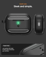 Spigen AirPods Pro 3 ile Uyumlu Kılıf Rugged Armor Üst Düzey Koruma Siyah Karbon Kapak - ACS09822 (Spigen TR Garantili) - Seçenekler: AirPods Pro 3rd Generation, AirPods 4th Generation