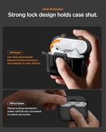 Spigen AirPods Pro 3 ile Uyumlu Kılıf Lock Fit Kilit Mekanizmalı Siyah Kapak - ACS09825 (Spigen TR Garantili)