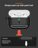 Spigen AirPods Pro 3 ile Uyumlu Kılıf Rugged Armor Üst Düzey Koruma Siyah Karbon Kapak - ACS09822 (Spigen TR Garantili) - Seçenekler: AirPods Pro 3rd Generation, AirPods 4th Generation