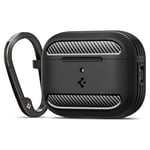Spigen AirPods Pro 3 ile Uyumlu Kılıf Rugged Armor Üst Düzey Koruma Siyah Karbon Kapak - ACS09822 (Spigen TR Garantili) - Seçenekler: AirPods Pro 3rd Generation, AirPods 4th Generation