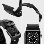 Spigen Apple Watch 49/46/45mm Ultra 3/2/1 / Seri 11/10/9/8/7 ile Uyumlu Kordon Band Rugged Band Darbelere Dayanıklı Silikon Siyah Karbon Kayış - AMP02854 (Spigen TR Garantili)