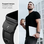 Spigen Apple Watch 49/46/45mm Ultra 3/2/1 / Seri 11/10/9/8/7 ile Uyumlu Kordon Band Rugged Band Darbelere Dayanıklı Silikon Siyah Karbon Kayış - AMP02854 (Spigen TR Garantili)