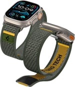 Spigen Apple Watch 49/46/45mm Ultra 3/2/1 / Seri 11/10/9/8/7 ile Uyumlu Kordon Band Athlex Air Nefes Alabilen Kumaş Yeşil Kayış - AMP09035 (Spigen TR Garantili)