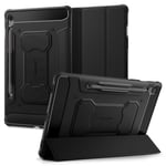 Spigen Galaxy Tab S10 FE / S9 ile Uyumlu Kılıf Rugged Armor Pro Stand özellikli Üst Düzey Koruma Siyah Karbon Kapak - ACS09380 (Spigen TR Garantili)