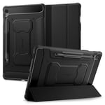 Spigen Galaxy Tab S10 FE / S9 ile Uyumlu Kılıf Rugged Armor Pro Stand özellikli Üst Düzey Koruma Siyah Karbon Kapak - ACS09380 (Spigen TR Garantili)