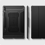 Spigen Galaxy Tab S10 Plus / S9 Plus ile Uyumlu Kılıf Rugged Armor Pro Stand özellikli Üst Düzey Koruma Siyah Karbon Kapak - ACS0 - Seçenekler: Galaxy tab S10/S9 Plus, Galaxy Tab S10/9/8 Ultra (14.6