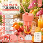 Spinx Kişisel Mini Şarjlı Blender Kablosuz Smoothie Karıştırıcı ve Taşınabilir Sıkacak - Pembe