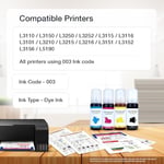 Splashjet Epson L3110, L3150, L3250, L3252, L3115, L3116, L3101, L3210, L3215, L3216, L3151, L3152, L3156, L5190 Prins için 003 Uyumlu Yedek Mürekkep ters (çok renkli, 70 gm) - 501737