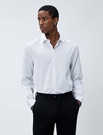 Spor Gömlek Geometrik Detaylı Klasik Yaka Slim Fit Non Iron