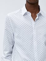 Spor Gömlek Geometrik Detaylı Klasik Yaka Slim Fit Non Iron
