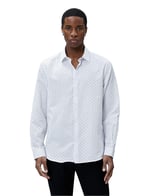 Spor Gömlek Geometrik Detaylı Klasik Yaka Slim Fit Non Iron