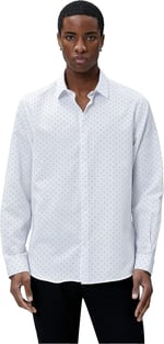Spor Gömlek Geometrik Detaylı Klasik Yaka Slim Fit Non Iron