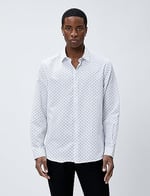 Spor Gömlek Geometrik Detaylı Klasik Yaka Slim Fit Non Iron