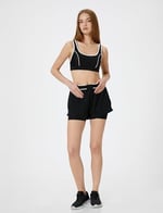Spor Taytlı Şort Beli Lastikli Standart Bel Slim Fit