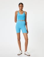 Sporcu Sütyeni V Yaka Kaplı Slim Fit