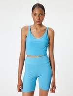 Sporcu Sütyeni V Yaka Kaplı Slim Fit